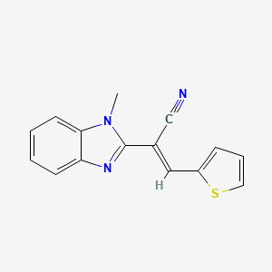 molecular formula C15H11N3S B11645125 (2E)-2-(1-methyl-1H-benzimidazol-2-yl)-3-(thiophen-2-yl)prop-2-enenitrile 