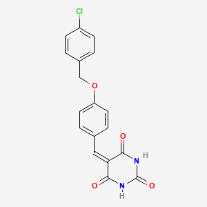 molecular formula C18H13ClN2O4 B11645144 (5Z)-5-{4-[(4-chlorobenzyl)oxy]benzylidene}-2,6-dihydroxypyrimidin-4(5H)-one 