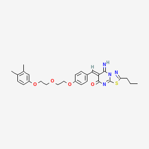 molecular formula C27H30N4O4S B11645174 (6Z)-6-(4-{2-[2-(3,4-dimethylphenoxy)ethoxy]ethoxy}benzylidene)-5-imino-2-propyl-5,6-dihydro-7H-[1,3,4]thiadiazolo[3,2-a]pyrimidin-7-one 