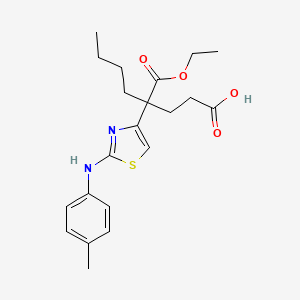 molecular formula C21H28N2O4S B11645199 4-(Ethoxycarbonyl)-4-{2-[(4-methylphenyl)amino]-1,3-thiazol-4-yl}octanoic acid 