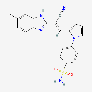 molecular formula C21H17N5O2S B11645207 4-{2-[(E)-2-cyano-2-(6-methyl-1H-benzimidazol-2-yl)ethenyl]-1H-pyrrol-1-yl}benzenesulfonamide 