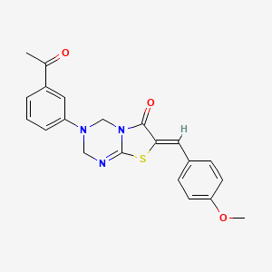 molecular formula C21H19N3O3S B11645214 (7Z)-3-(3-acetylphenyl)-7-(4-methoxybenzylidene)-3,4-dihydro-2H-[1,3]thiazolo[3,2-a][1,3,5]triazin-6(7H)-one 