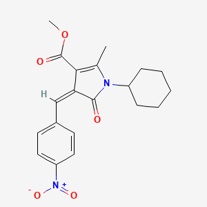 molecular formula C20H22N2O5 B11645219 methyl (4Z)-1-cyclohexyl-2-methyl-4-(4-nitrobenzylidene)-5-oxo-4,5-dihydro-1H-pyrrole-3-carboxylate 