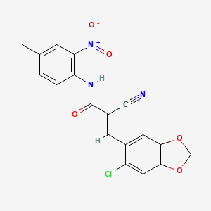 (2E)-3-(6-chloro-1,3-benzodioxol-5-yl)-2-cyano-N-(4-methyl-2-nitrophenyl)prop-2-enamide