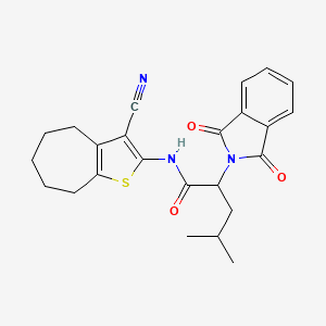 molecular formula C24H25N3O3S B11645251 N-(3-cyano-5,6,7,8-tetrahydro-4H-cyclohepta[b]thiophen-2-yl)-2-(1,3-dioxo-1,3-dihydro-2H-isoindol-2-yl)-4-methylpentanamide 