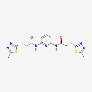 molecular formula C15H15N7O2S4 B11645257 N,N'-pyridine-2,6-diylbis{2-[(5-methyl-1,3,4-thiadiazol-2-yl)sulfanyl]acetamide} 