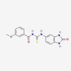 molecular formula C16H14N4O3S B11645268 3-methoxy-N-[(2-oxo-2,3-dihydro-1H-benzimidazol-5-yl)carbamothioyl]benzamide 