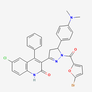 molecular formula C31H24BrClN4O3 B11645281 (5-bromofuran-2-yl){3-(6-chloro-2-hydroxy-4-phenylquinolin-3-yl)-5-[4-(dimethylamino)phenyl]-4,5-dihydro-1H-pyrazol-1-yl}methanone 