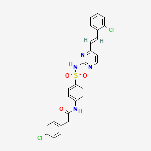 molecular formula C26H20Cl2N4O3S B11645298 2-(4-chlorophenyl)-N-[4-({4-[(E)-2-(2-chlorophenyl)ethenyl]pyrimidin-2-yl}sulfamoyl)phenyl]acetamide 