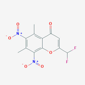 molecular formula C12H8F2N2O6 B11645303 2-(difluoromethyl)-5,7-dimethyl-6,8-dinitro-4H-chromen-4-one 