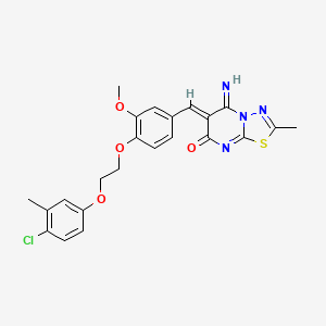 molecular formula C23H21ClN4O4S B11645334 (6Z)-6-{4-[2-(4-chloro-3-methylphenoxy)ethoxy]-3-methoxybenzylidene}-5-imino-2-methyl-5,6-dihydro-7H-[1,3,4]thiadiazolo[3,2-a]pyrimidin-7-one 