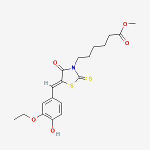 methyl 6-[(5Z)-5-[(3-ethoxy-4-hydroxyphenyl)methylidene]-4-oxo-2-sulfanylidene-1,3-thiazolidin-3-yl]hexanoate