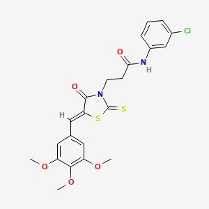 molecular formula C22H21ClN2O5S2 B11645340 N-(3-chlorophenyl)-3-[(5Z)-4-oxo-2-sulfanylidene-5-[(3,4,5-trimethoxyphenyl)methylidene]-1,3-thiazolidin-3-yl]propanamide 