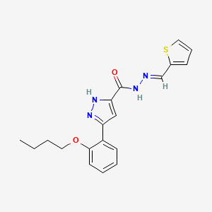 molecular formula C19H20N4O2S B11645347 3-(2-butoxyphenyl)-N'-[(E)-thiophen-2-ylmethylidene]-1H-pyrazole-5-carbohydrazide 