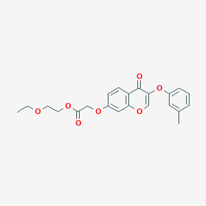 molecular formula C22H22O7 B11645387 2-ethoxyethyl 2-((4-oxo-3-(m-tolyloxy)-4H-chromen-7-yl)oxy)acetate 