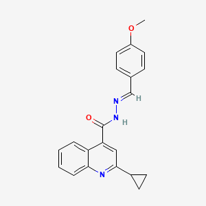 molecular formula C21H19N3O2 B11645392 2-cyclopropyl-N'-[(E)-(4-methoxyphenyl)methylidene]quinoline-4-carbohydrazide 