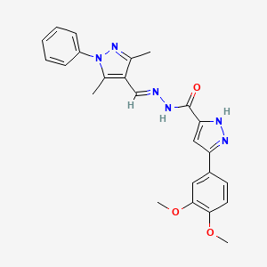 molecular formula C24H24N6O3 B11645402 3-(3,4-dimethoxyphenyl)-N'-[(E)-(3,5-dimethyl-1-phenyl-1H-pyrazol-4-yl)methylidene]-1H-pyrazole-5-carbohydrazide 