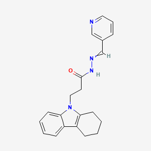 molecular formula C21H22N4O B11645411 N'-(pyridin-3-ylmethylidene)-3-(1,2,3,4-tetrahydro-9H-carbazol-9-yl)propanehydrazide 