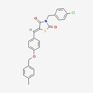 molecular formula C25H20ClNO3S B11645417 (5Z)-3-(4-chlorobenzyl)-5-{4-[(4-methylbenzyl)oxy]benzylidene}-1,3-thiazolidine-2,4-dione 