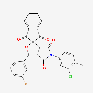 molecular formula C27H17BrClNO5 B11645444 3-(3-bromophenyl)-5-(3-chloro-4-methylphenyl)-3a,6a-dihydrospiro[furo[3,4-c]pyrrole-1,2'-indene]-1',3',4,6(3H,5H)-tetrone 