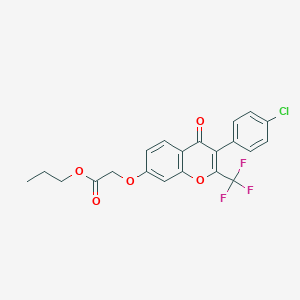 molecular formula C21H16ClF3O5 B11645452 propyl {[3-(4-chlorophenyl)-4-oxo-2-(trifluoromethyl)-4H-chromen-7-yl]oxy}acetate 