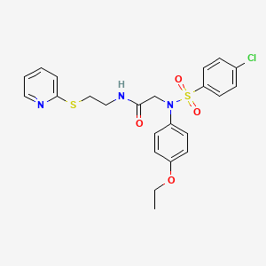 molecular formula C23H24ClN3O4S2 B11645495 2-[N-(4-Ethoxyphenyl)4-chlorobenzenesulfonamido]-N-[2-(pyridin-2-ylsulfanyl)ethyl]acetamide 