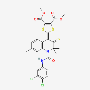 dimethyl 2-{1-[(3,4-dichlorophenyl)carbamoyl]-2,2,7-trimethyl-3-thioxo-2,3-dihydroquinolin-4(1H)-ylidene}-1,3-dithiole-4,5-dicarboxylate