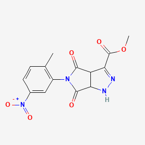 molecular formula C14H12N4O6 B11645520 Methyl 5-(2-methyl-5-nitrophenyl)-4,6-dioxo-1,3a,4,5,6,6a-hexahydropyrrolo[3,4-c]pyrazole-3-carboxylate 