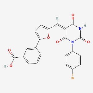 3-[5-[(Z)-[1-(4-bromophenyl)-2,4,6-trioxo-1,3-diazinan-5-ylidene]methyl]furan-2-yl]benzoic acid