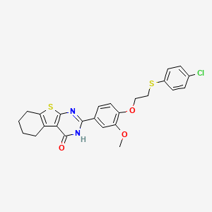 molecular formula C25H23ClN2O3S2 B11645578 2-(4-{2-[(4-chlorophenyl)sulfanyl]ethoxy}-3-methoxyphenyl)-5,6,7,8-tetrahydro[1]benzothieno[2,3-d]pyrimidin-4(3H)-one 