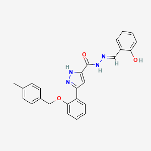 molecular formula C25H22N4O3 B11645592 N'-(2-Hydroxybenzylidene)-5-(2-((4-methylbenzyl)oxy)phenyl)-1H-pyrazole-3-carbohydrazide CAS No. 303106-50-5