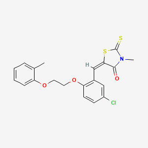 molecular formula C20H18ClNO3S2 B11645593 (5E)-5-{5-chloro-2-[2-(2-methylphenoxy)ethoxy]benzylidene}-3-methyl-2-thioxo-1,3-thiazolidin-4-one 