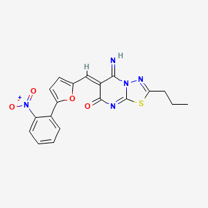 (6Z)-5-imino-6-{[5-(2-nitrophenyl)furan-2-yl]methylidene}-2-propyl-5,6-dihydro-7H-[1,3,4]thiadiazolo[3,2-a]pyrimidin-7-one