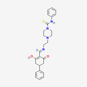 molecular formula C26H30N4O2S B11645634 4-(2-{[(2,6-dioxo-4-phenylcyclohexylidene)methyl]amino}ethyl)-N-phenylpiperazine-1-carbothioamide 