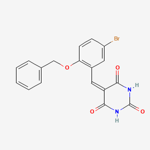 molecular formula C18H13BrN2O4 B11645676 5-[2-(benzyloxy)-5-bromobenzylidene]pyrimidine-2,4,6(1H,3H,5H)-trione 