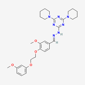 2-[(2E)-2-{3-methoxy-4-[2-(3-methoxyphenoxy)ethoxy]benzylidene}hydrazinyl]-4,6-di(piperidin-1-yl)-1,3,5-triazine