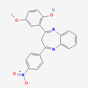 molecular formula C22H17N3O4 B11645716 4-methoxy-2-[4-(4-nitrophenyl)-3H-1,5-benzodiazepin-2-yl]phenol 