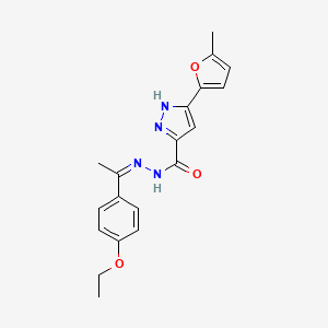 molecular formula C19H20N4O3 B11645758 N'-[(1Z)-1-(4-Ethoxyphenyl)ethylidene]-3-(5-methylfuran-2-YL)-1H-pyrazole-5-carbohydrazide 