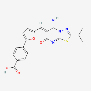 molecular formula C20H16N4O4S B11645765 4-(5-{(Z)-[5-iminio-7-oxo-2-(propan-2-yl)-5H-[1,3,4]thiadiazolo[3,2-a]pyrimidin-6(7H)-ylidene]methyl}furan-2-yl)benzoate 