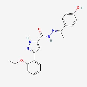 molecular formula C20H20N4O3 B11645774 5-(2-Ethoxyphenyl)-N'-(1-(4-hydroxyphenyl)ethylidene)-1H-pyrazole-3-carbohydrazide CAS No. 303108-10-3