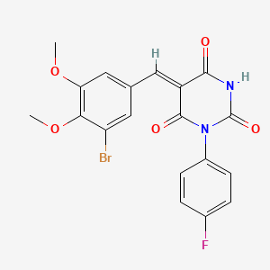 (5Z)-5-(3-bromo-4,5-dimethoxybenzylidene)-1-(4-fluorophenyl)pyrimidine-2,4,6(1H,3H,5H)-trione