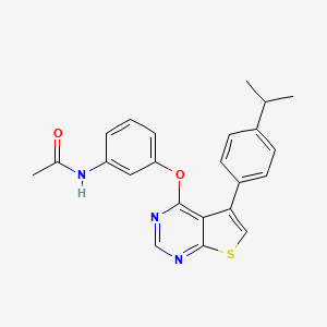 molecular formula C23H21N3O2S B11645827 N-[3-[5-(4-propan-2-ylphenyl)thieno[2,3-d]pyrimidin-4-yl]oxyphenyl]acetamide 