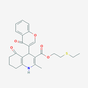 molecular formula C24H25NO5S B11645829 2-(ethylsulfanyl)ethyl 2-methyl-5-oxo-4-(4-oxo-4H-chromen-3-yl)-1,4,5,6,7,8-hexahydroquinoline-3-carboxylate 