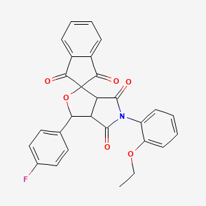 molecular formula C28H20FNO6 B11645834 5-(2-ethoxyphenyl)-3-(4-fluorophenyl)-3a,6a-dihydrospiro[furo[3,4-c]pyrrole-1,2'-indene]-1',3',4,6(3H,5H)-tetrone 