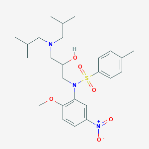 molecular formula C25H37N3O6S B11645853 N-{3-[bis(2-methylpropyl)amino]-2-hydroxypropyl}-N-(2-methoxy-5-nitrophenyl)-4-methylbenzenesulfonamide 