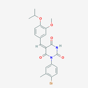 molecular formula C22H21BrN2O5 B11645855 (5E)-1-(4-bromo-3-methylphenyl)-5-[3-methoxy-4-(propan-2-yloxy)benzylidene]pyrimidine-2,4,6(1H,3H,5H)-trione 