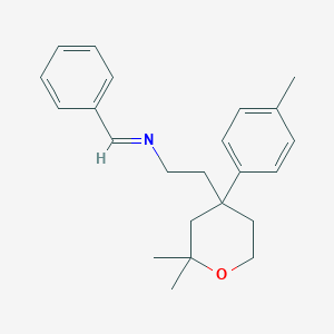 2-[2,2-dimethyl-4-(4-methylphenyl)tetrahydro-2H-pyran-4-yl]-N-[(E)-phenylmethylidene]ethanamine