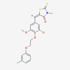 (5E)-5-{3-bromo-5-methoxy-4-[2-(3-methylphenoxy)ethoxy]benzylidene}-3-methyl-2-thioxo-1,3-thiazolidin-4-one