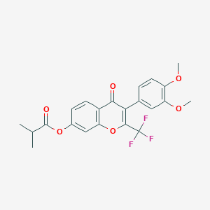 3-(3,4-dimethoxyphenyl)-4-oxo-2-(trifluoromethyl)-4H-chromen-7-yl 2-methylpropanoate