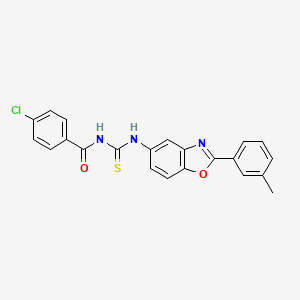 molecular formula C22H16ClN3O2S B11645932 4-chloro-N-{[2-(3-methylphenyl)-1,3-benzoxazol-5-yl]carbamothioyl}benzamide 